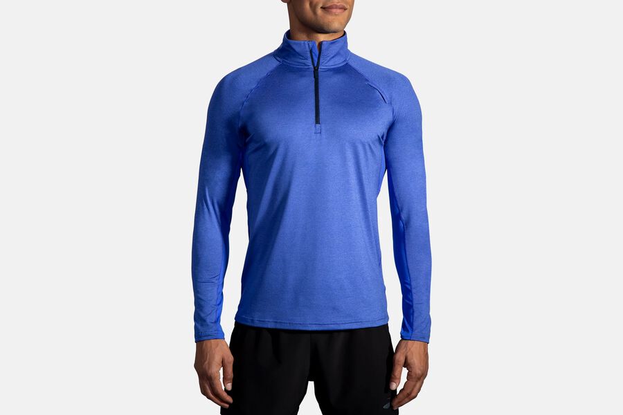 Mens Brooks Dash 1/2 Zip Outerwear Heather Amparo Blue | 061234-XKR